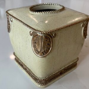 Elegant Hand Painted Cream and Gold Decorative Tissue Box